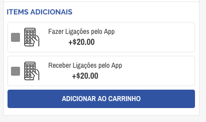 Itens adicionais disponíveis para minha compra.