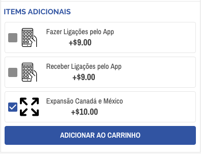 Itens adicionais disponíveis para minha compra. Itens adicionais disponíveis para minha compra.